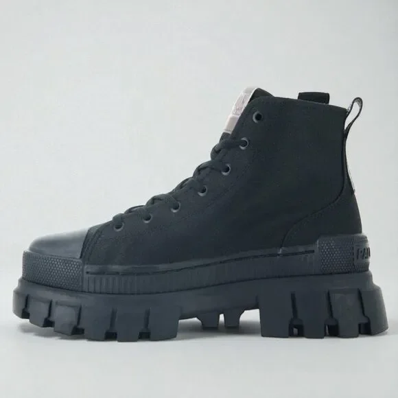 Palladium Revolt Hi TX Women's Boots Black Vegan Chunky Platform 8M - Picture 3 of 3